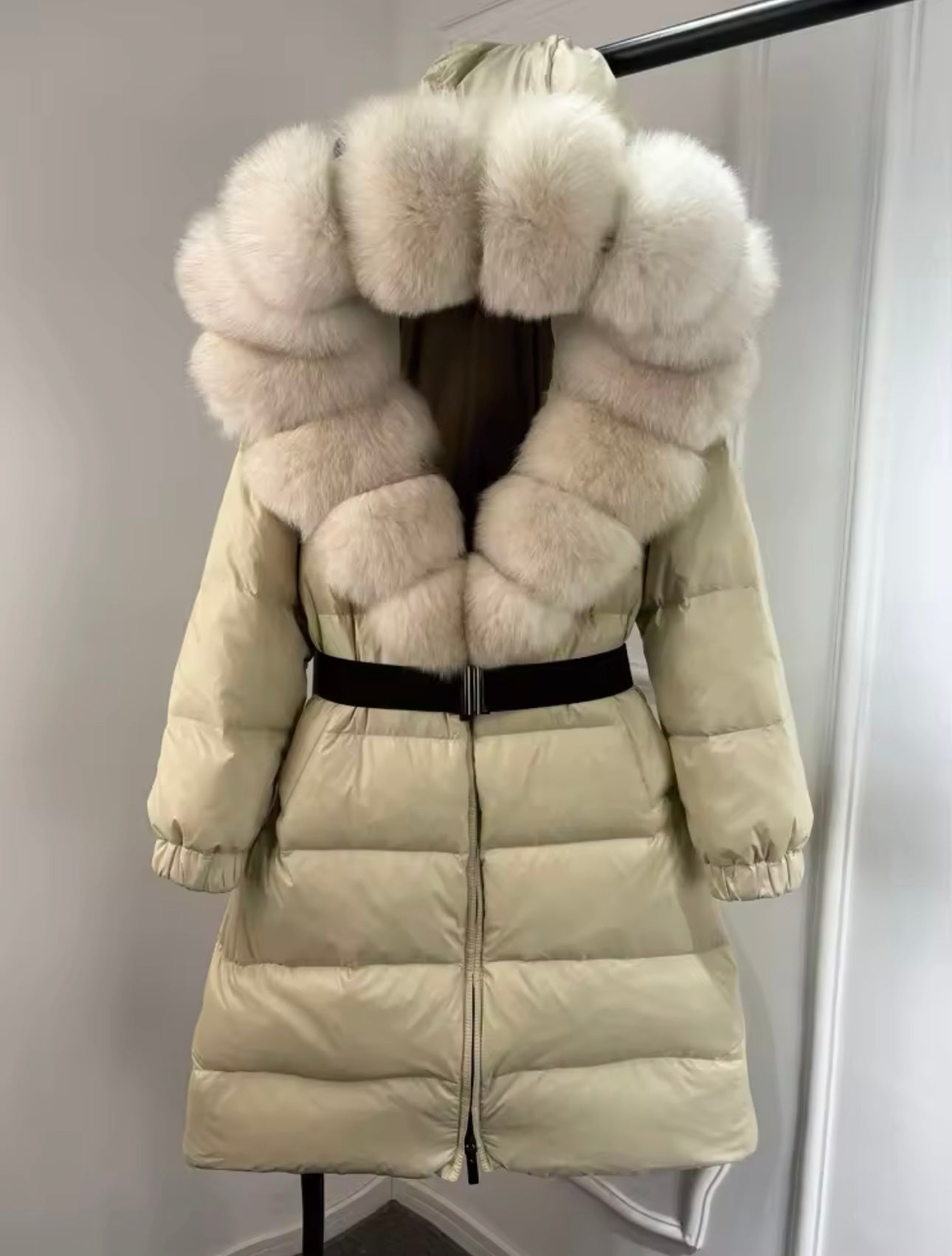 Cream fur coat