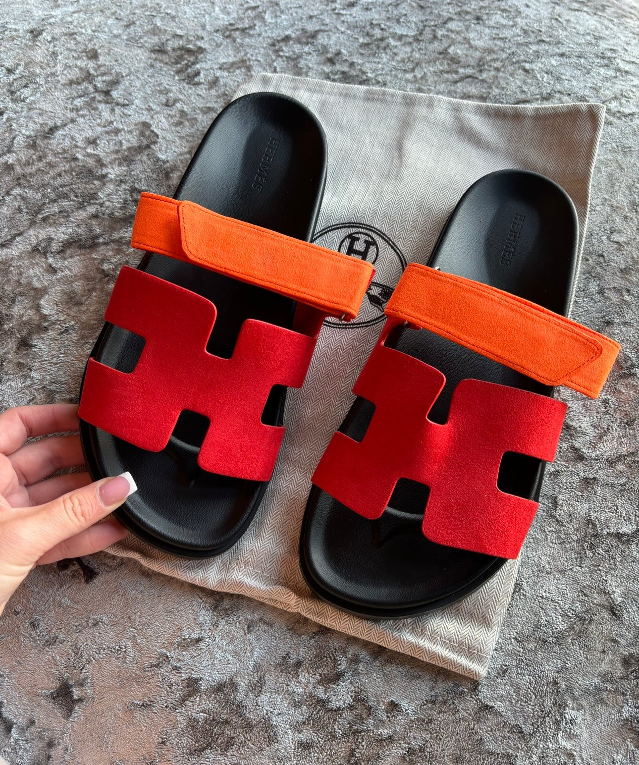 Red & orange strap sandals