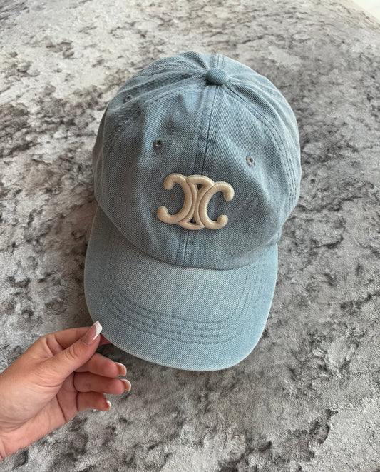 Light wash denim cap