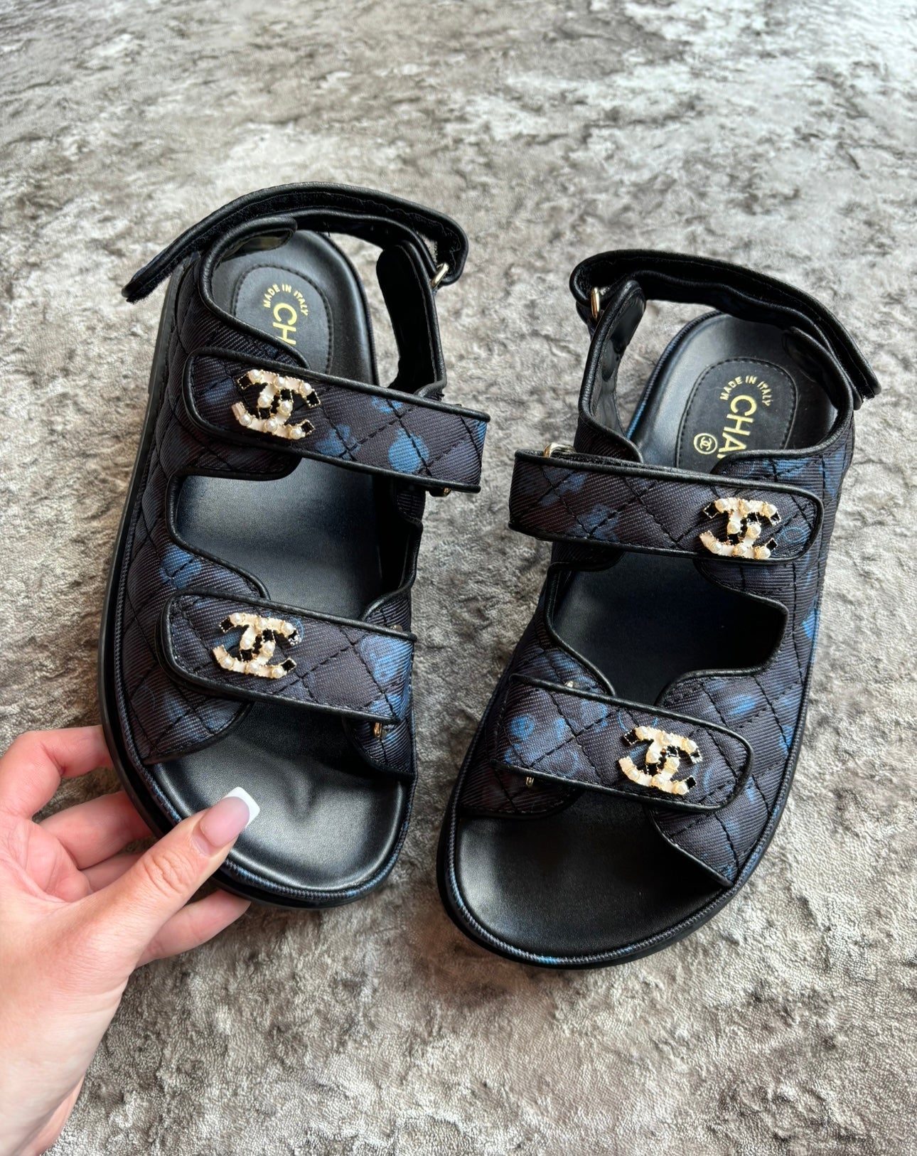 Black & blue sandals