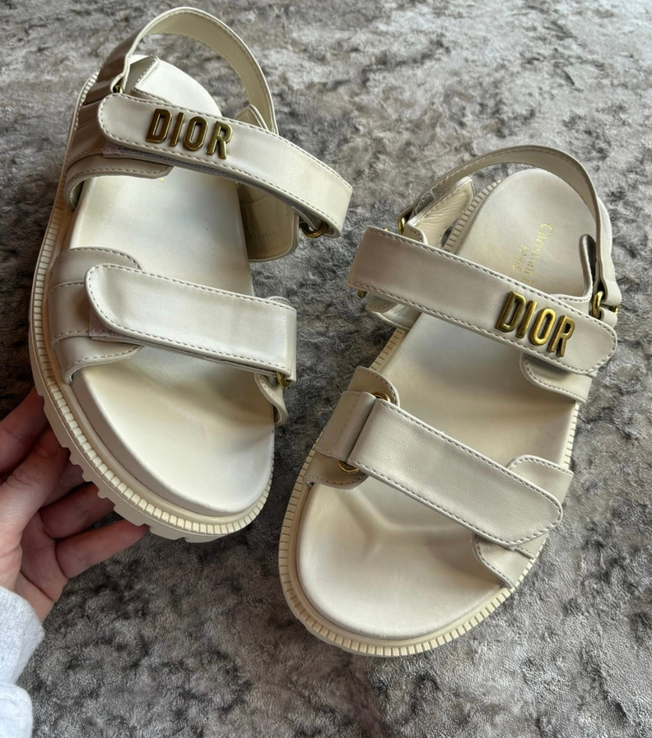 Cream sandals in stock