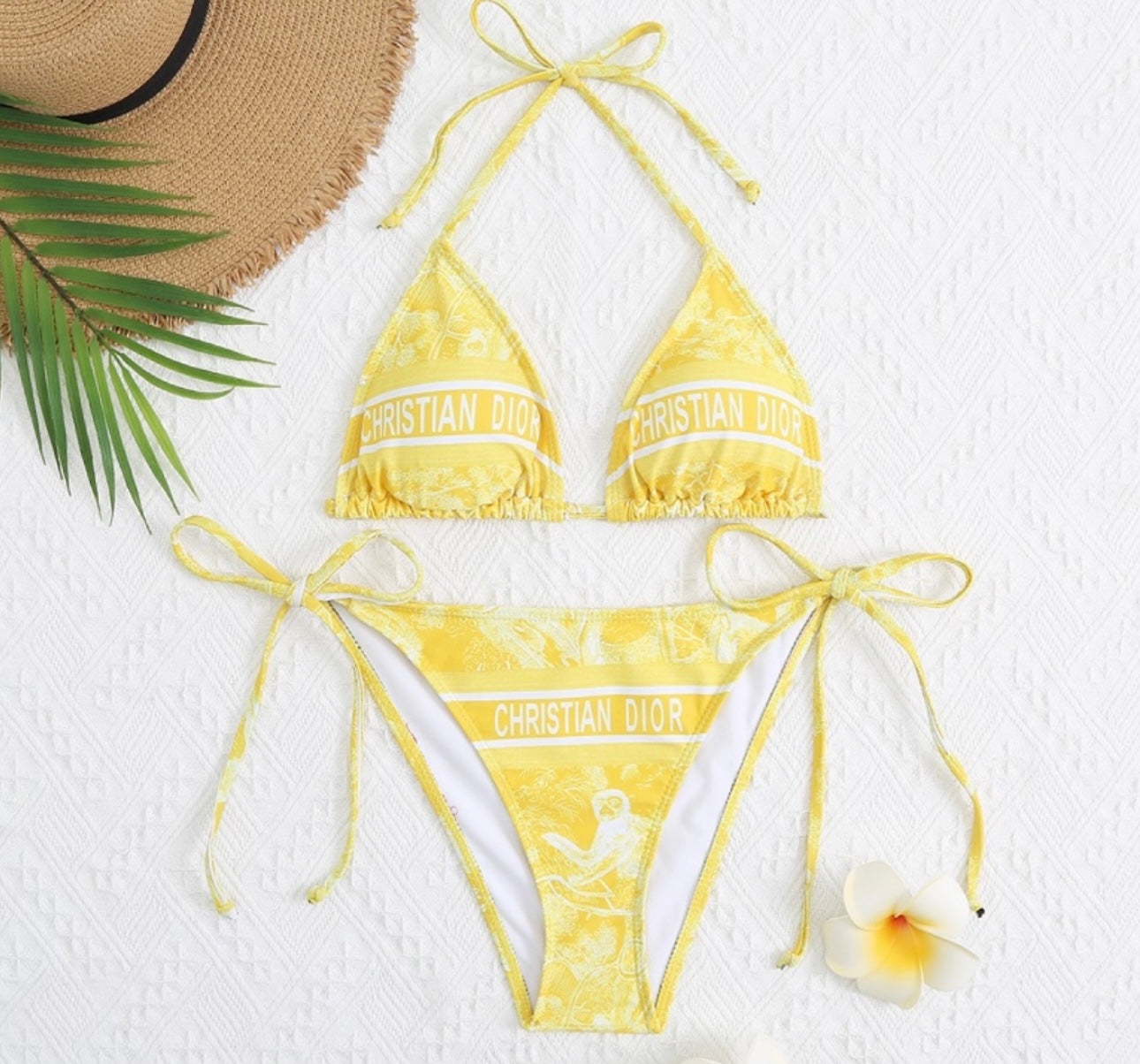 Yellow & white bikini