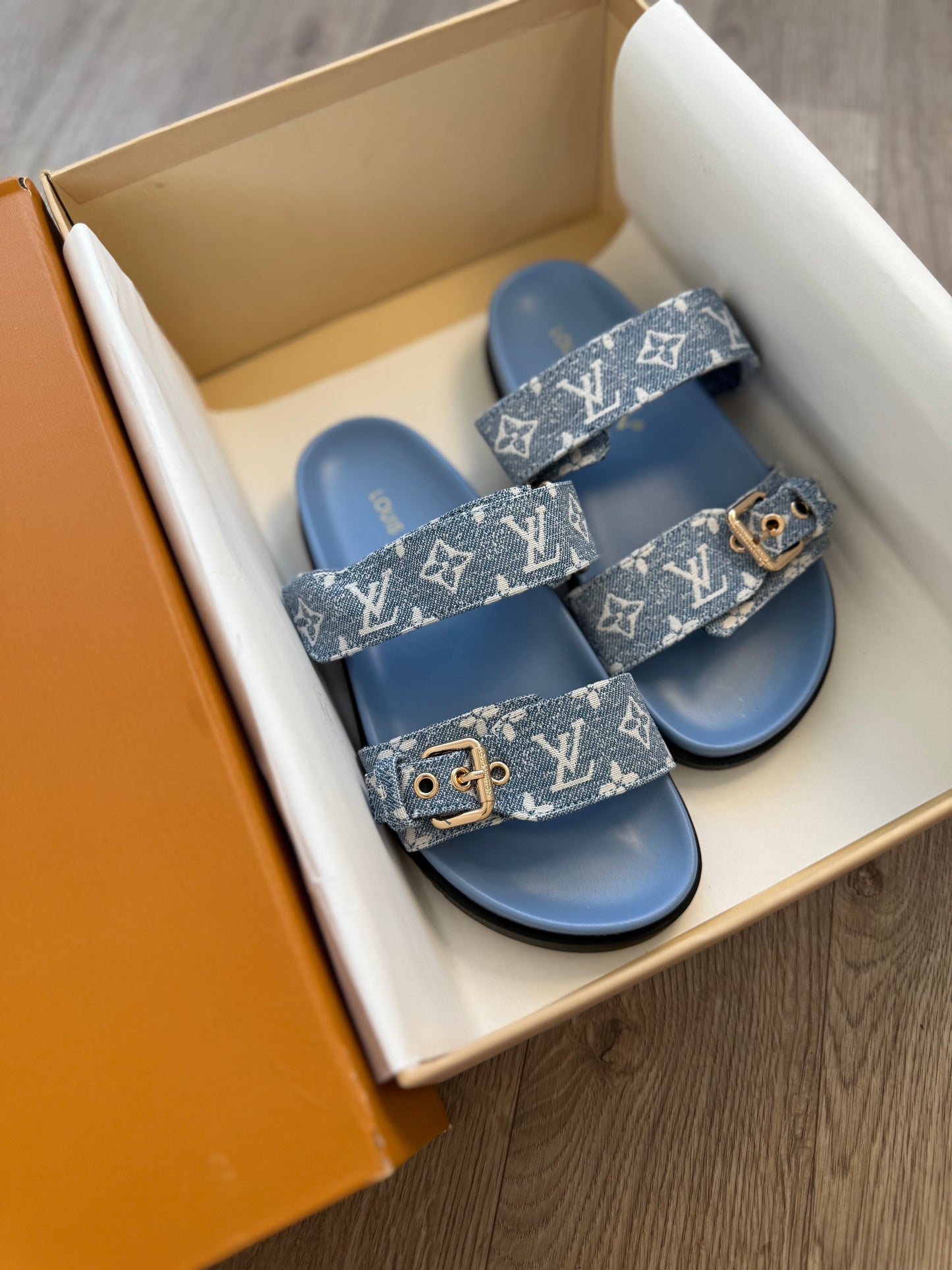 Blue denim sandals