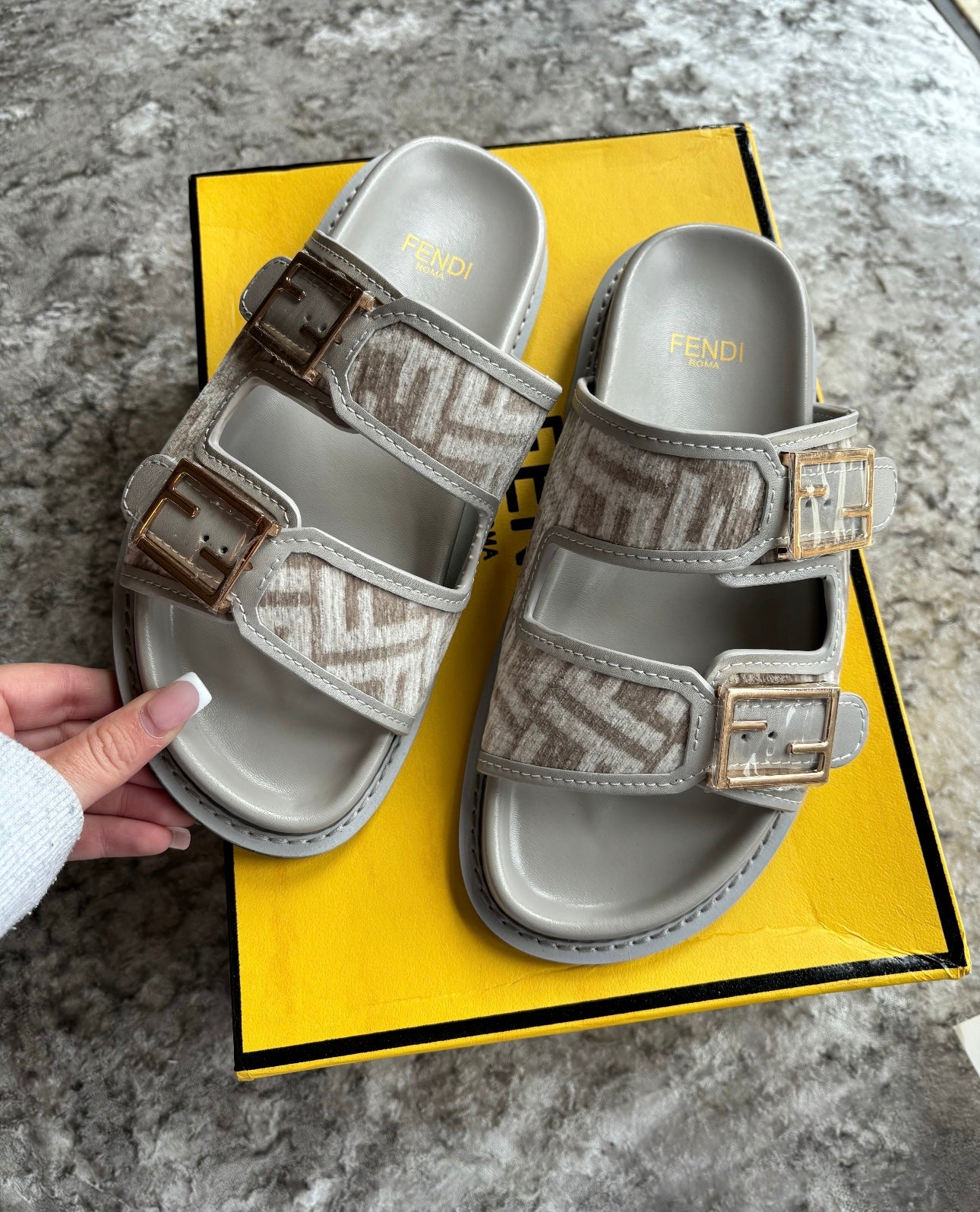 Dove grey sandals in stock