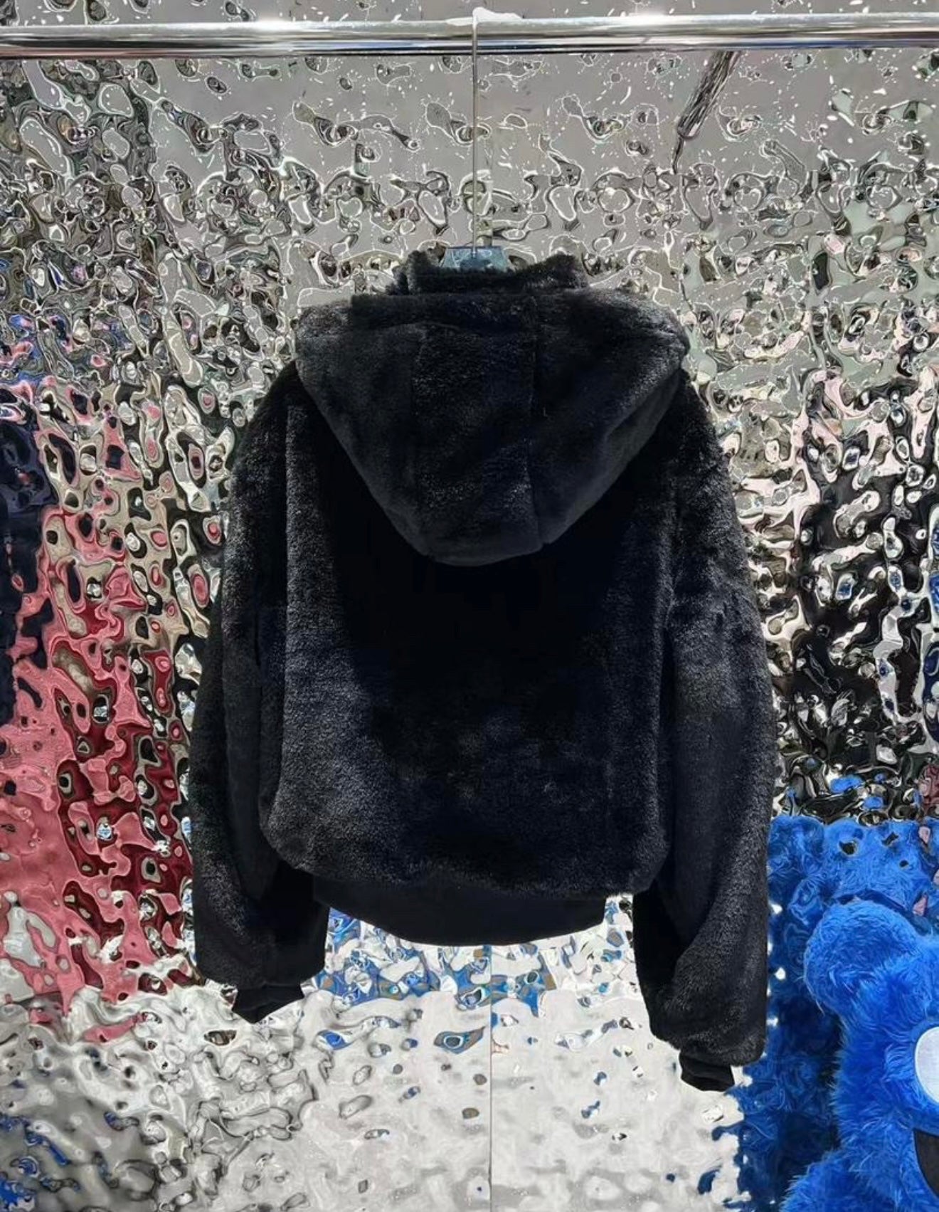 Black & cream fluffy jacket