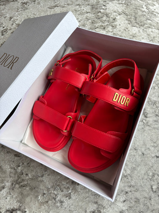 Red strap sandals