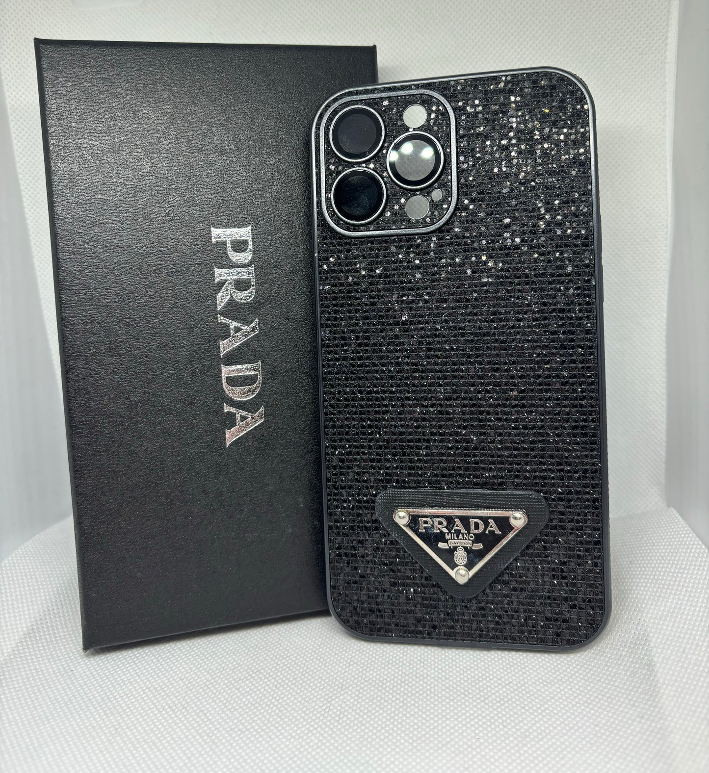 Black glitter phone case