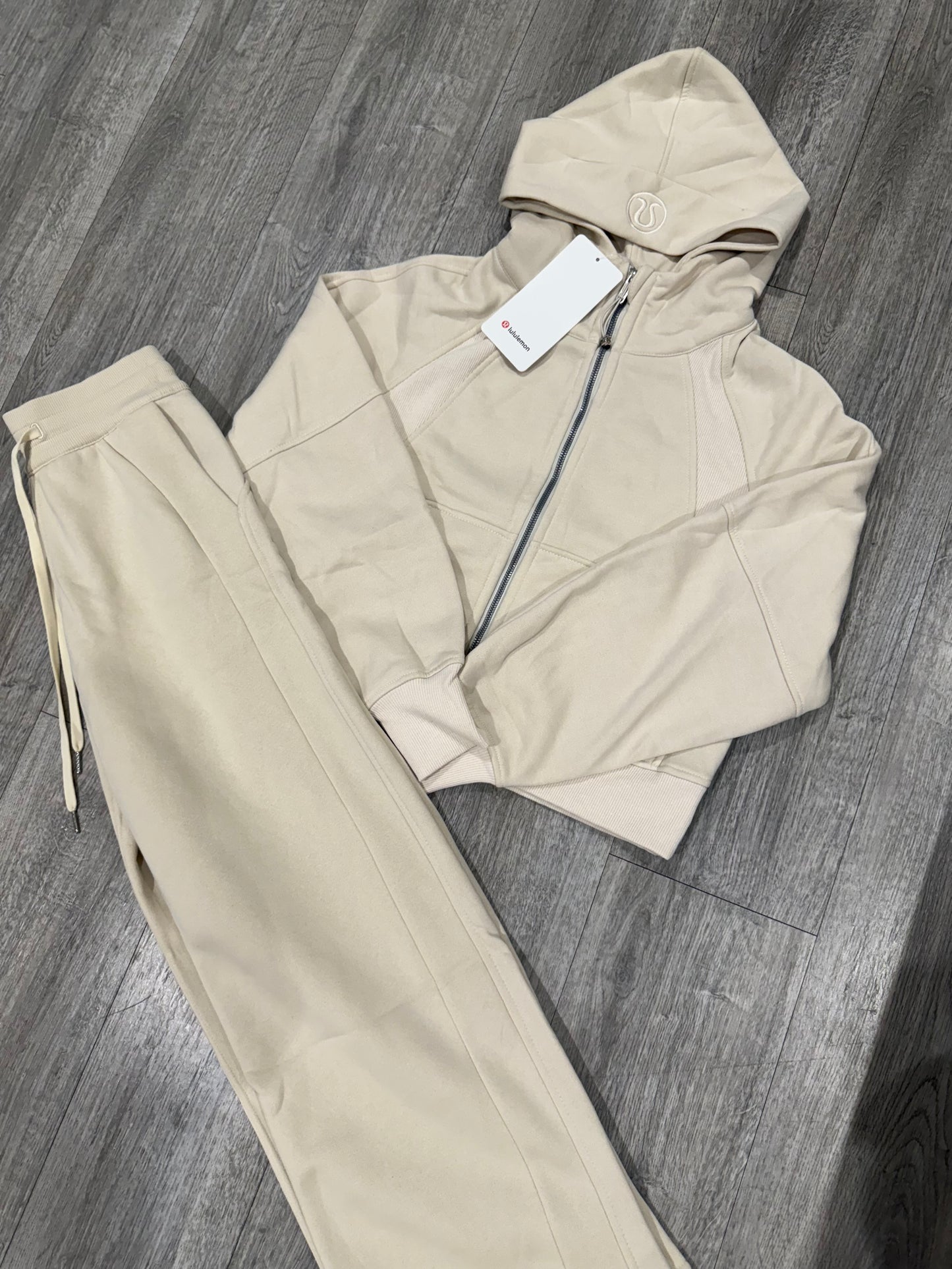 Cream hooded tracksuit