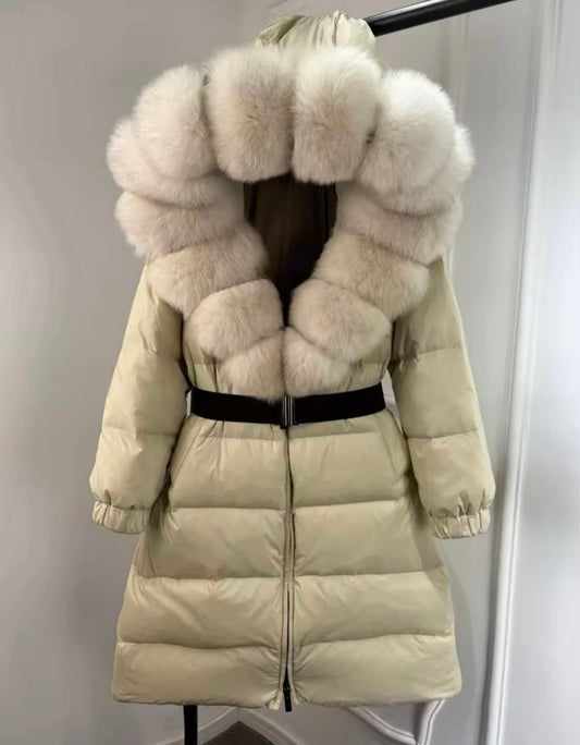 Cream fox fur coat