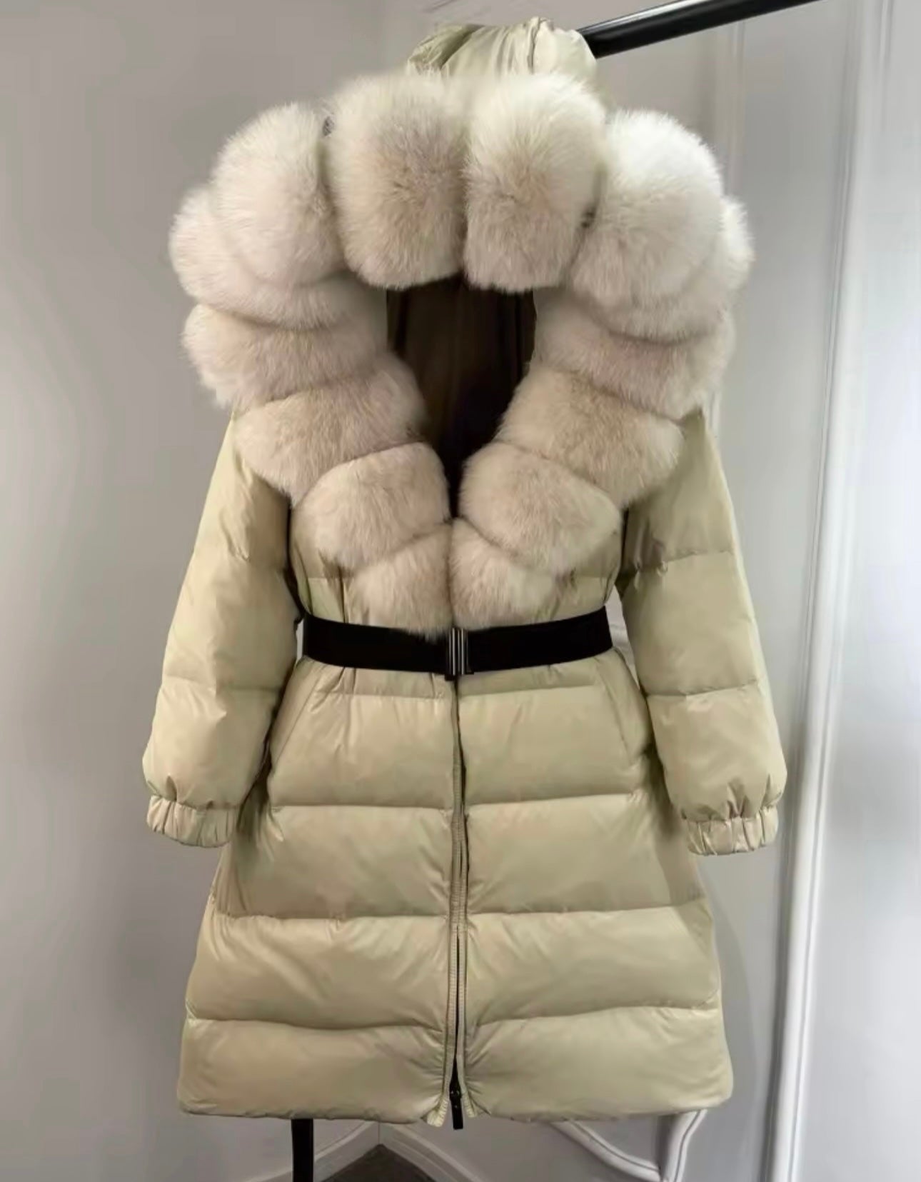 Cream fox fur coat