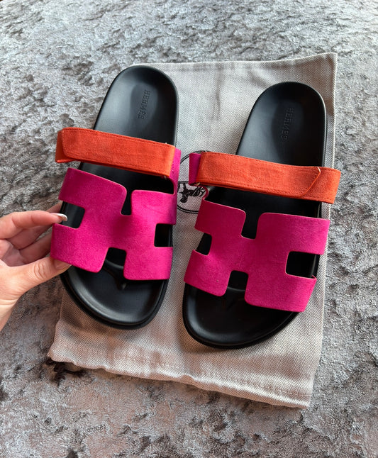 Pink & orange strap sandals