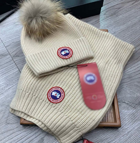 Beige hat & scarf set