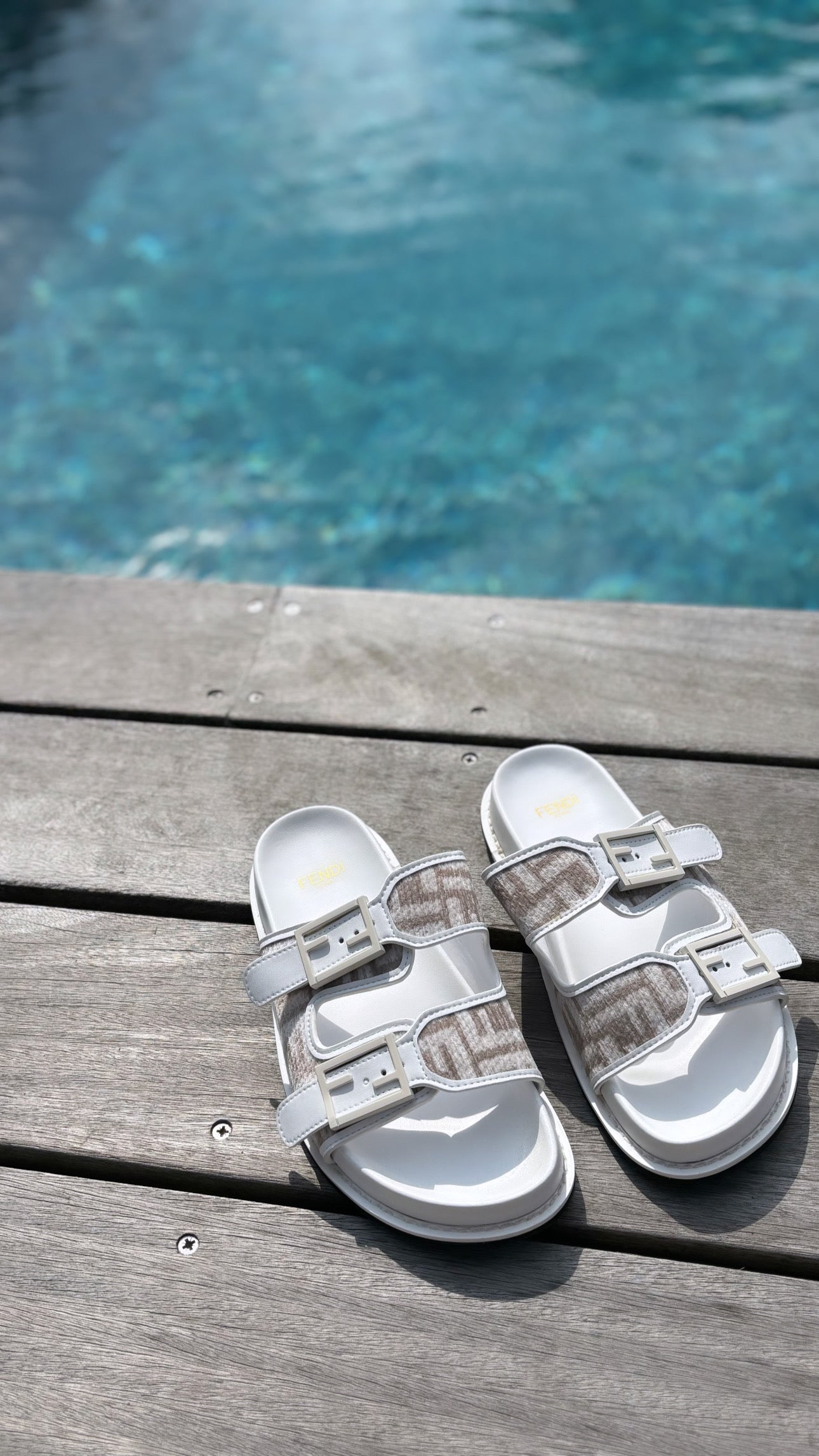 White & grey sandals