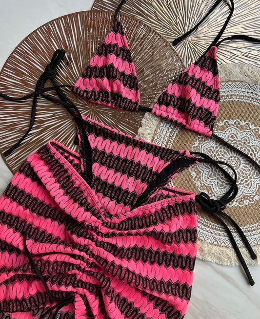 Pink & black Ibiza 3 piece set