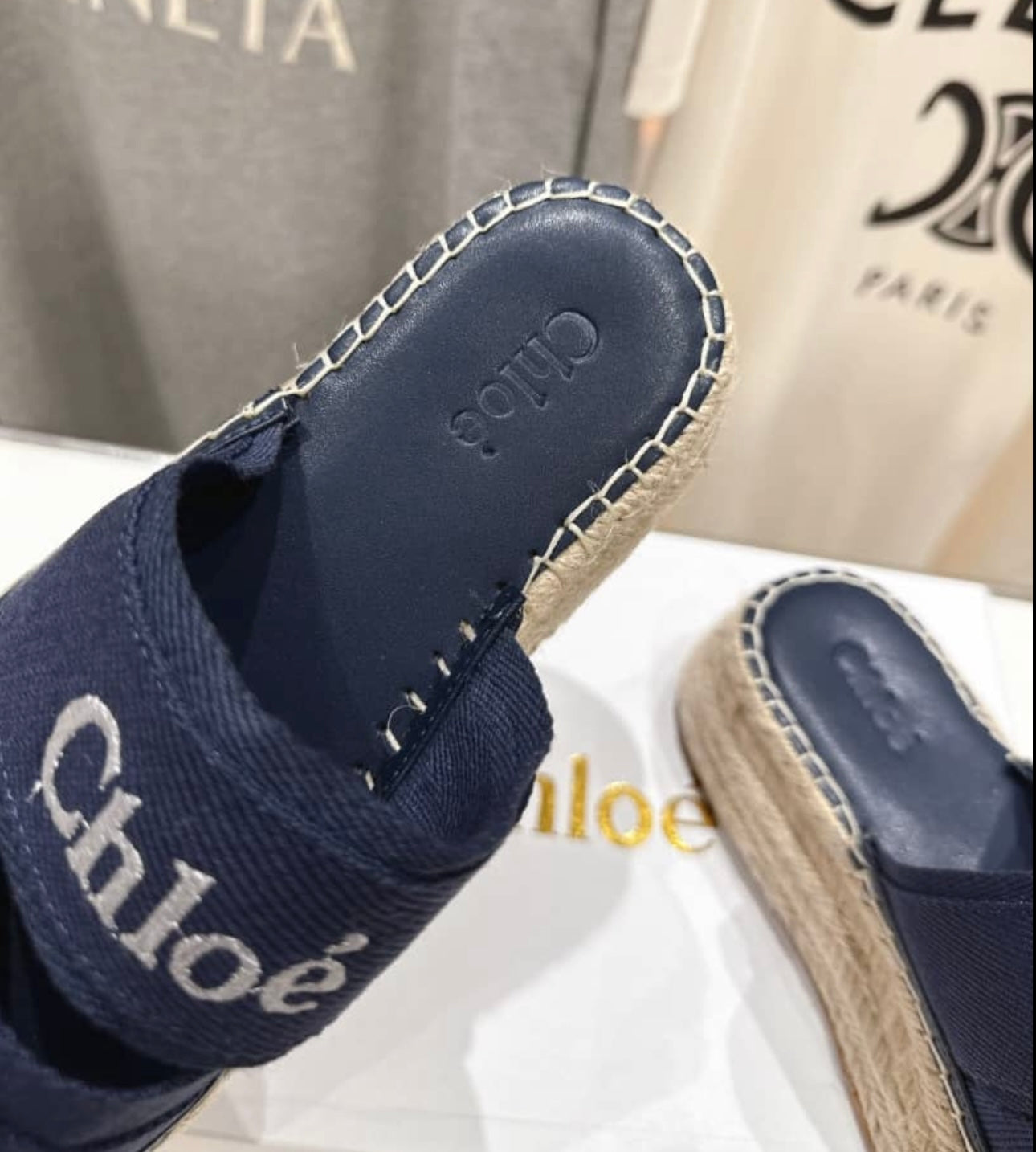 Navy platform sandals