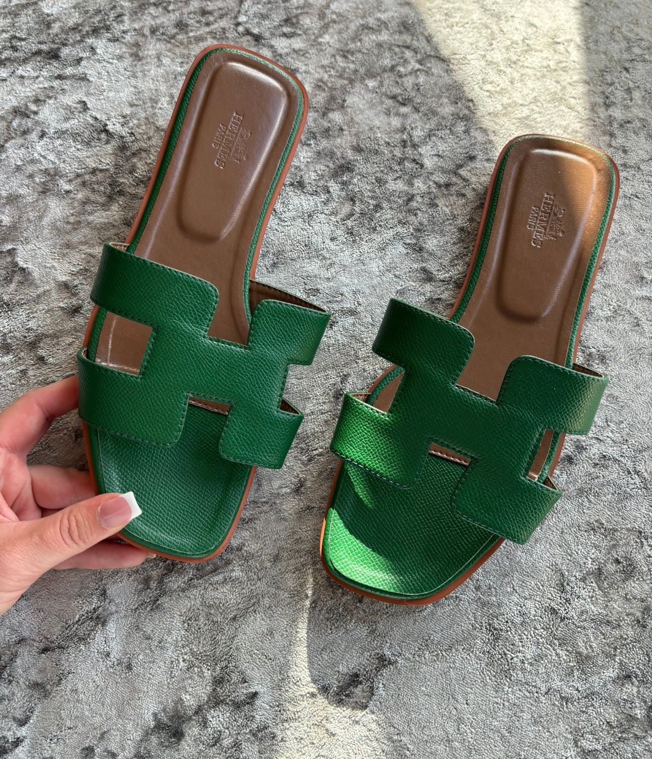 Green & brown sandals