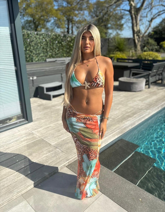 Blue & orange bikini set
