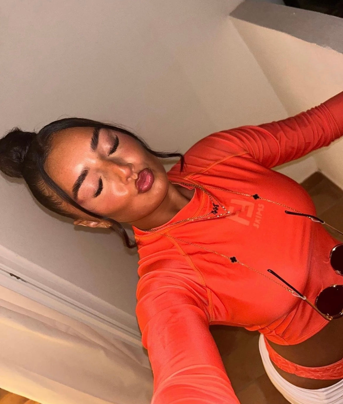 Orange long sleeved bikini