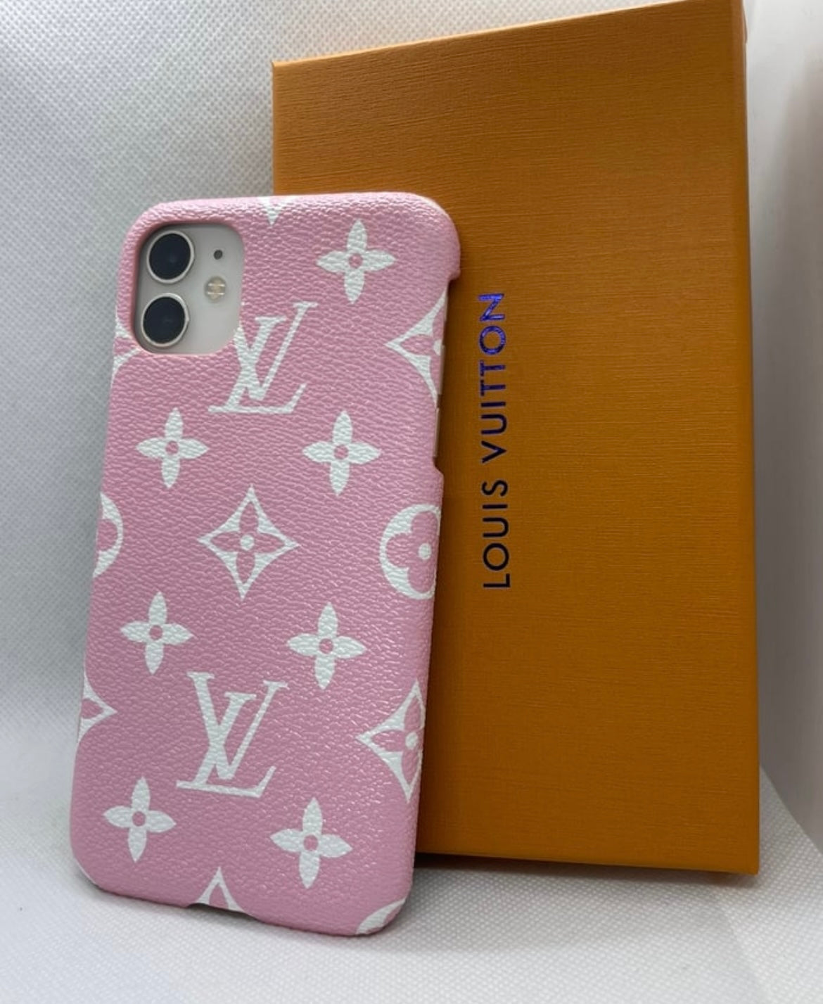 Pink and white phone case