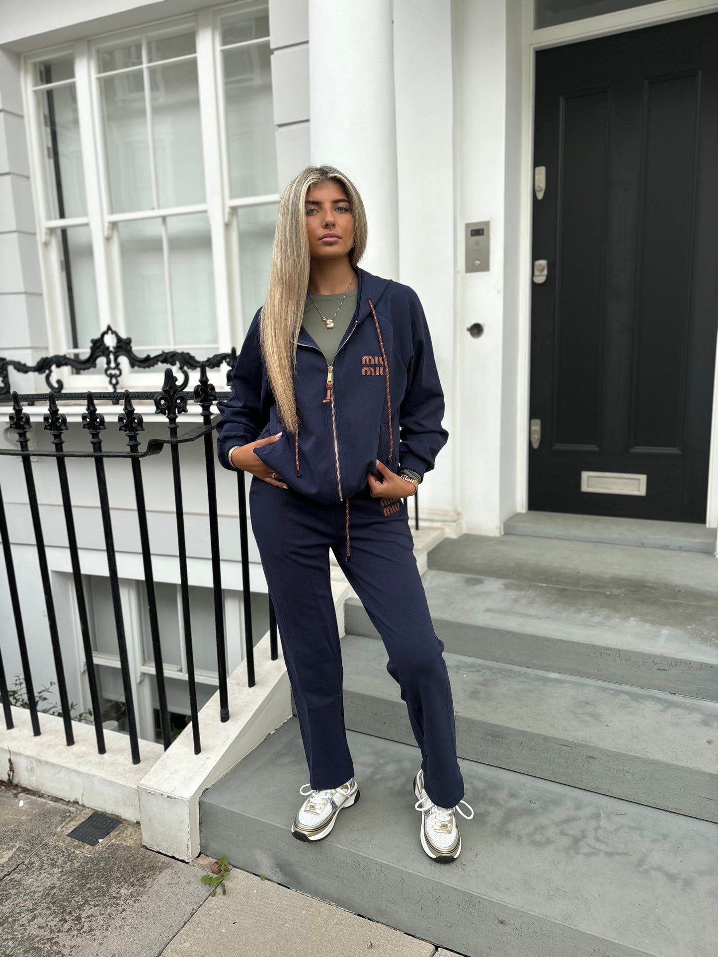 Navy & brown tracksuit