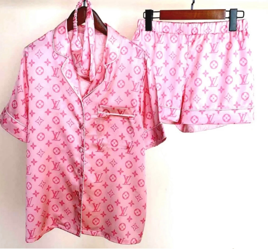 Pink & white pyjamas