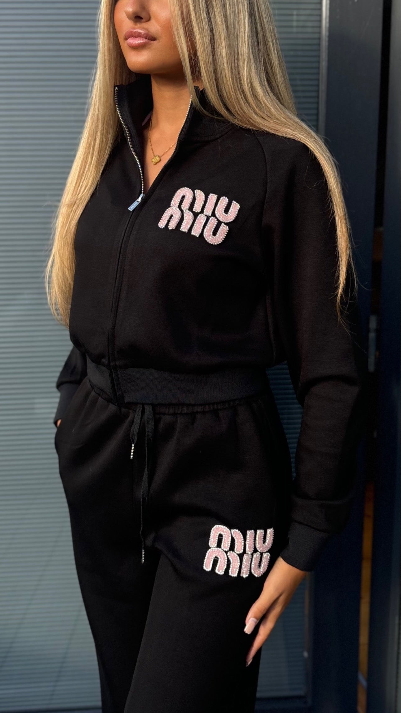 Black & pink tracksuit