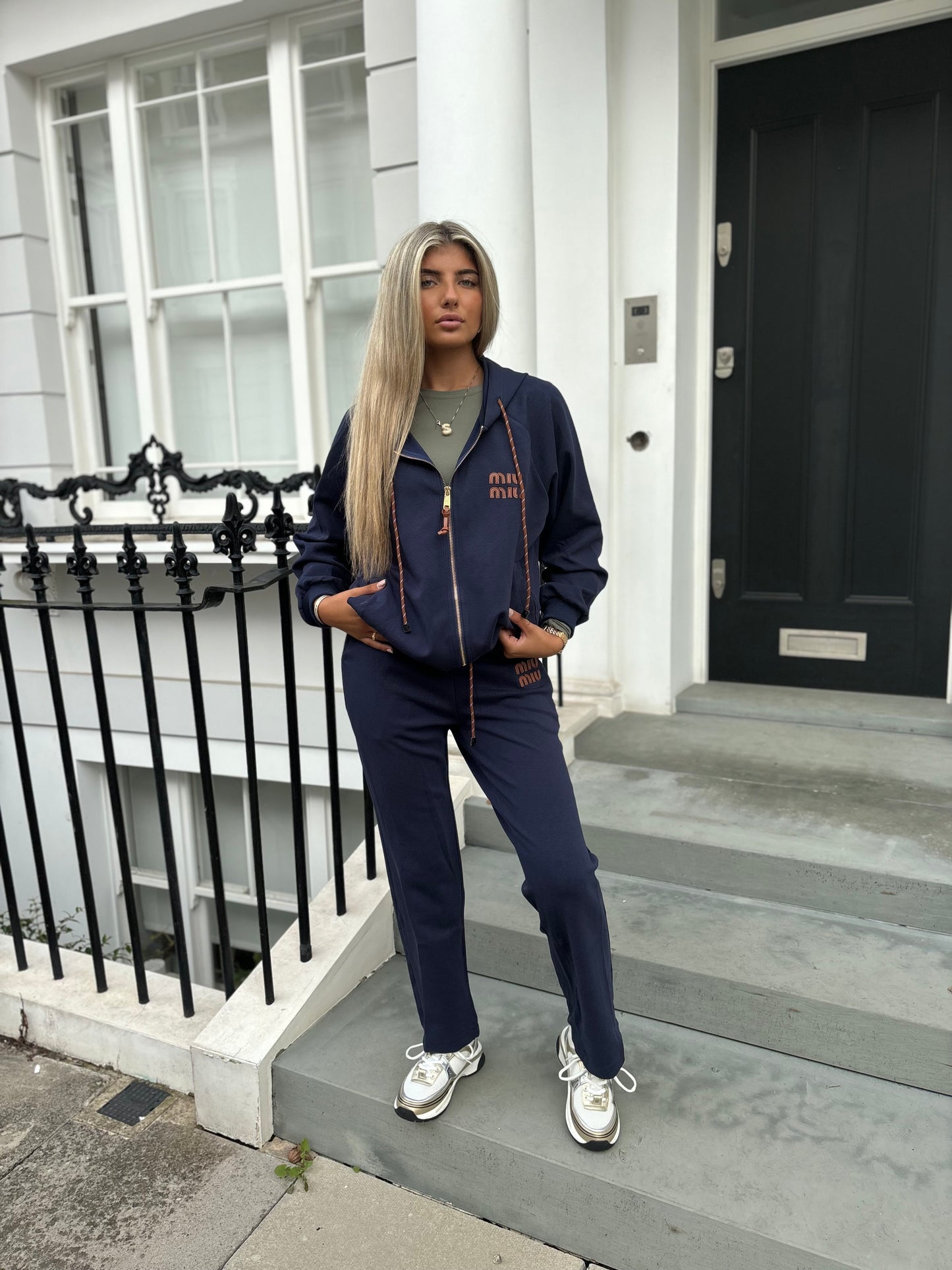 Navy & brown tracksuit