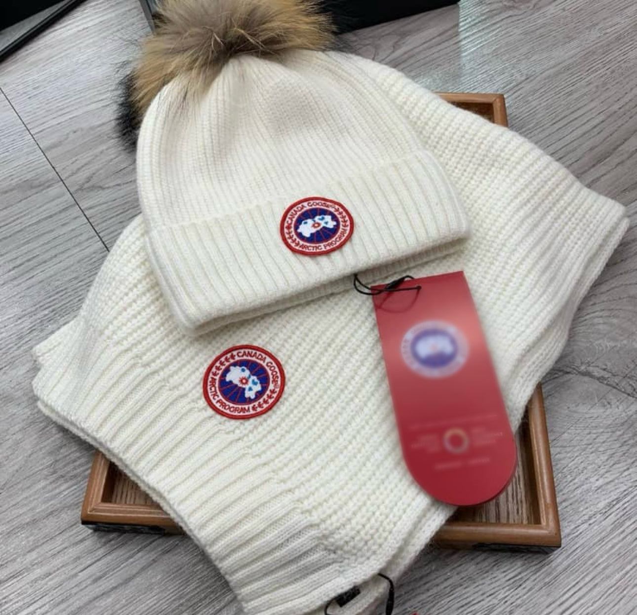 Cream hat & scarf set