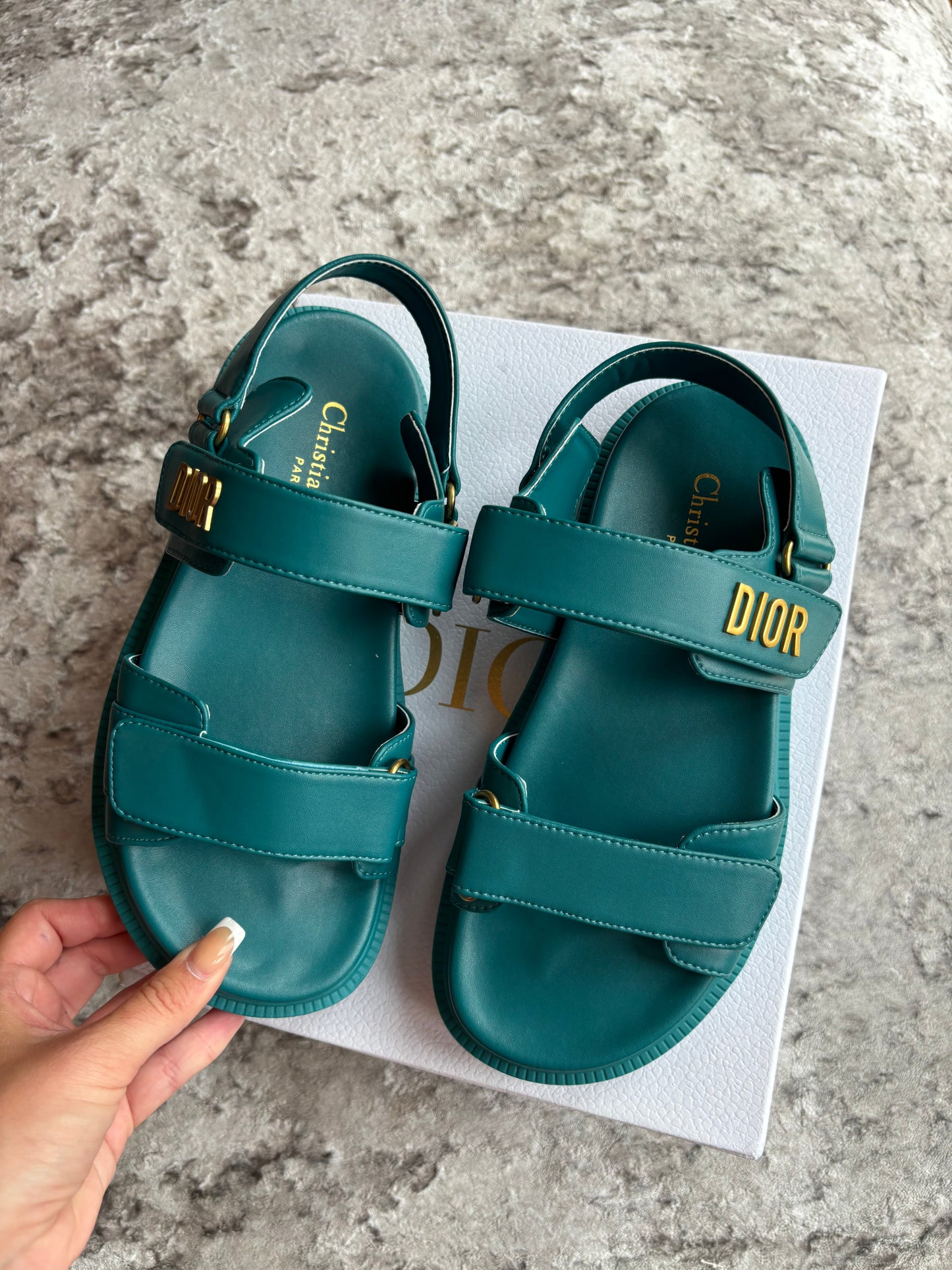 Blue/green strap sandals