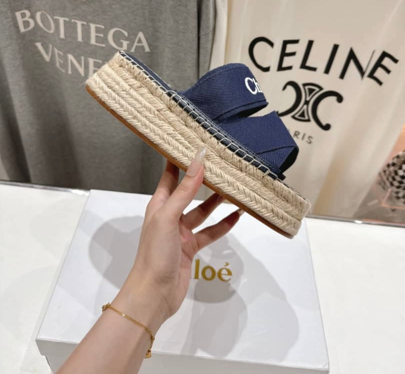 Navy platform sandals