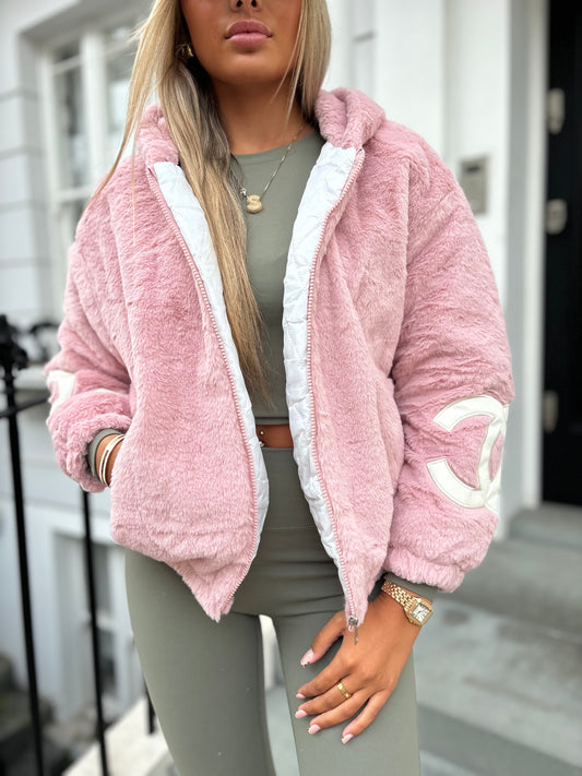 pink fleece jacket