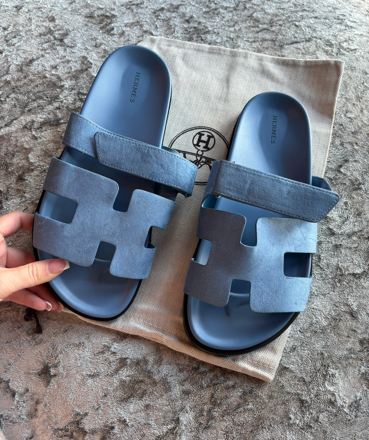 Baby blue strap sandals