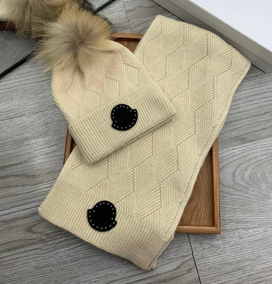 Cream hat & scarf set