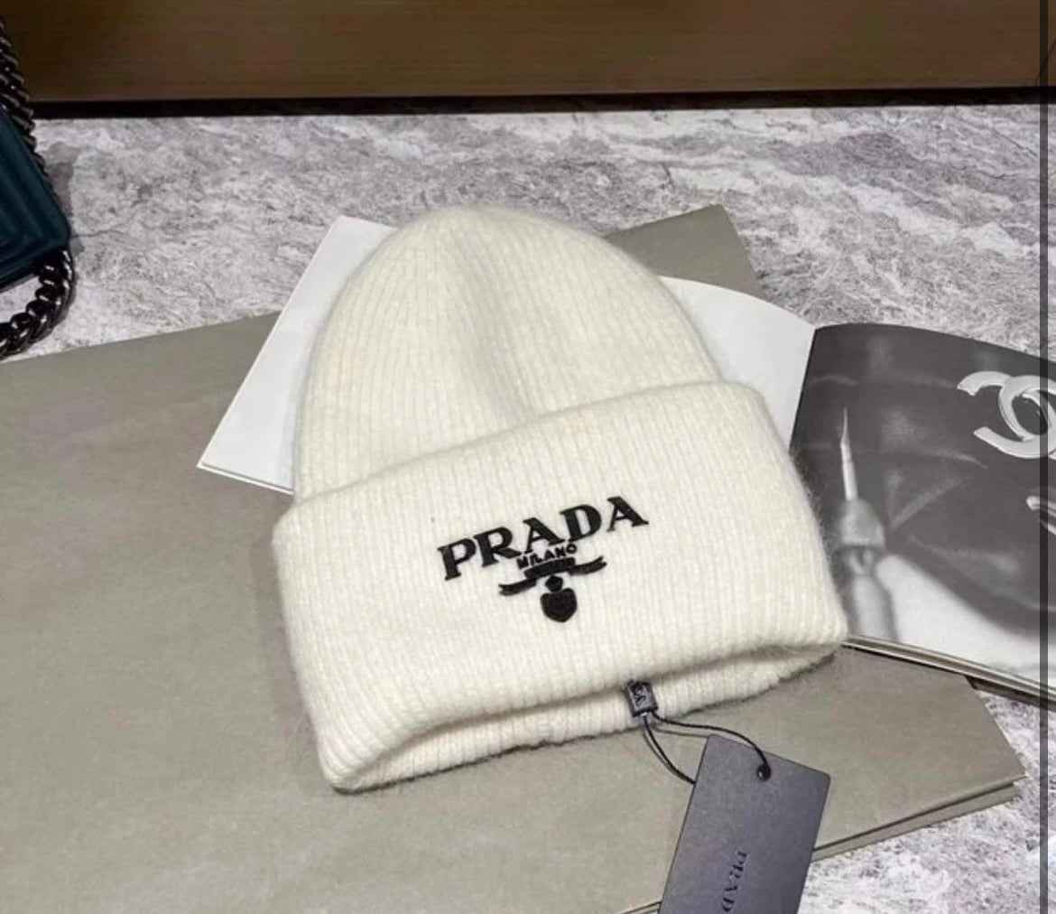 Cream beanie hat