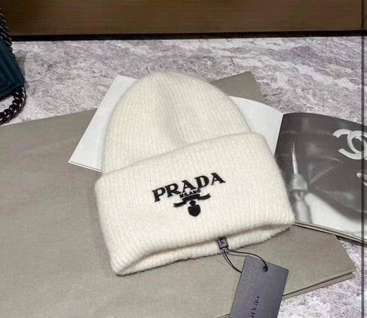 Cream beanie hat