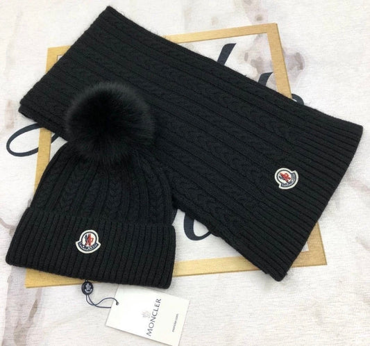 Black hat and scarf set